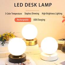 1 Stück kabellose LED Tischlampe, Metall Schreibtischlampe mit Fernbedienung, aufladbare Touch Nachtbeleuchtung mit 3 Farbtemperaturen und stufenloser Dimmfunktion, geeignet für Outdoor/Esszimmer/Schlafzimmer/Zuhause/Büroarbeit/Nachtfütterung