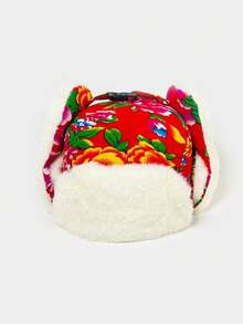 Outdoor Skifahren, Kälte isolierender Hut, Winterohrenschutz für Frauen, großer Blumenhaube, Retro-Lokomotivenkappe für Männer