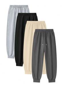 Women's Daily Casual Ankle Pants, Featuring A Solid Color Design That Is Simple And Versatile. The Drawstring Design Allows For Free Adjustment Of Tightness. Suitable For All Four Seasons. - 深灰色 - 查看 1