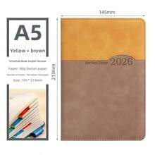 2026 Daily Planner – PU Leather Hardcover, 320 Pages – Color-Block Design In 6 Styles – Date Stamp, Secure Closure – Modern Productivity Journal For Office & Personal Use
