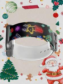 1pc Colorful Deer Head Soft Elastic Breathable Wristband Replacement Watch Band Compatible With Samsung, Garmin, Honor Smartwatches, Apple Watch 38mm 40mm 41mm 45mm 44mm 42mm 46mm 49mm, Fashionable Casual Multi-Color Silicone Strap Compatible With Apple Watch Ultra Series SE/11/10/9/8/7/6/5/4/3/2/1