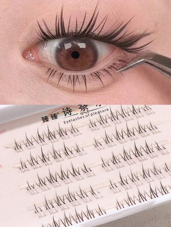 60 Clusters/Set Cartoon Style Small Flame Segmental Lower False Eyelashes