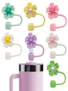 4pcs/8pcs Floral Decorative, Dust-Proof Drinking Straws Covers, Silicone Caps For Water Bottles, Reusable Straw Covers For Gifts, Parties, Home & Party Decor, Back To School Supplies