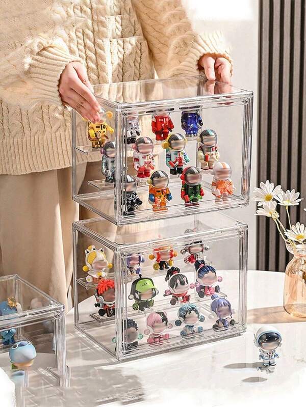Blind Box Figure Display Stand Waterproof Clear Display Case Removable Acrylic Storage Organizers Box Dustproof Showcase For Action Figure Multi-Function Storage Box For Collectibles Home Accessories Apartment Essential Office Hotel Desktop Decoration Back To School Use Holiday Essentials (Figures Not Included)