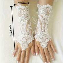 Women's Elegant Gothic Lace Gloves - Fingerless Gloves With Floral Pattern, Secure Elastic Wrist, Suitable For Weddings, Halloween, Party Costumes - Formal Event Accessories - Hand Wash Only - Essential Gothic Party Costume, Halloween Costume, Exquisite Embroidery, Delicate Fabric, Role Play Enthusiasts - 黑色 - 查看 8