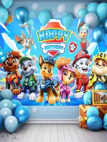 Paw Patrol Paw Patrol 1pc Paw Patrol Theme Photography Backdrop Cloth, Birthday Party Decoration Banner, Background Props, Atmosphere Background Cloth, Ceremony Background Cloth, Party Photo Banner