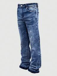 Herren leichte Business Lässig Jeans mit verwaschenem, abgenutzt aussehendem Saum, vielseitige Slim Straight Leg Freizeithose, geeignet für alle Jahreszeiten