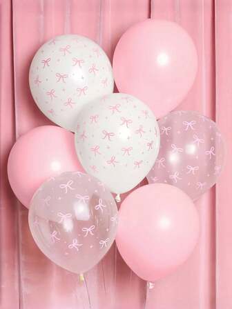 60/30/15/3Pcs 12inch Pink Latex Bow Balloons For Bachelorette Decorations, Bow Theme Birthday Party, Bridal Engagement Decor, Cute Supplies