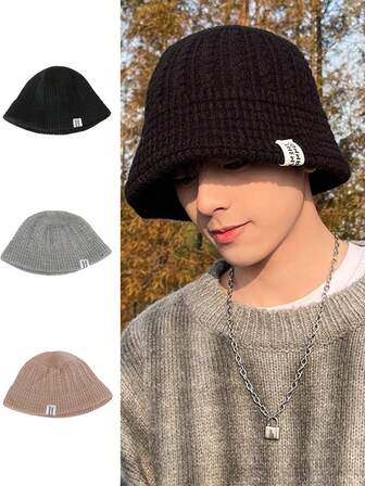 New Unisex Bucket Hat For Autumn And Winter, Fashionable And Versatile Hand-Knitted Casual Hat, Foldable Bucket Hat, Suitable For Outdoor Sun Protection, Warmth, Suitable For Cold Weather
