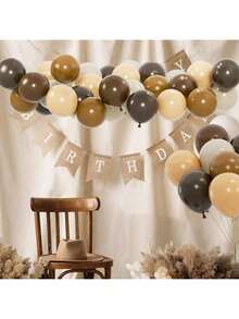 15/30/40/50pcs Brown Balloon Set - Dark Brown, Coffee, Beige And Neutral Balloons, Suitable For Boho, Safari, Cowboy Party, Baby Shower, Bridal Shower And Graduation Party Decor (Comes With 2 Ribbons) - Multicolor - View 3