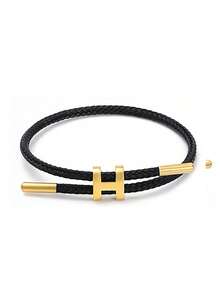 1 件 304 不锈钢 H 字母形绳状手链带扣，简约时尚，可调节，适合女性日常佩戴，可作为女士不锈钢首饰的礼物 - 可調式手繩 - 查看 13