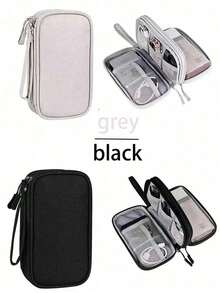 1pc Dual Layer Digital Accessories Organizer Bag, Multifunctional Storage Pouch, Waterproof Portable Electronics Organizer, Suitable For Short Trip Toiletry Bag, Travel Essential Storage Bag, Unisex Electronic Accessories Storage Bag. Can Hold Cables, Chargers, Phones, Earphones, Power Adapters, Charging Cables, Wireless Mouse, SD Cards, USB Mouse, Phone Cases, Wireless Earphones, Bluetooth Earphones, Earbuds. Applicable For Business, Travel