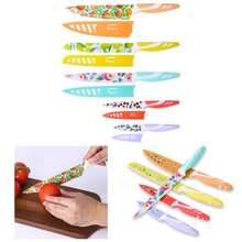 Knife Set, 10 - Piece Kitchen Knife Set Nonstick Coated With 5 Blade Guard, Multicolored Fruit Knives