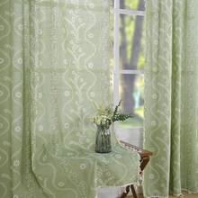 84 Inch Length Boho Farmhouse Curtains Living Room 2 Panels, Linen Semi Sheer Vintage Printed Floral Orange Rustic Curtain Drapes, Terracotta - 鼠尾草綠 - 查看 7