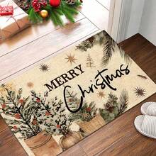1pc Christmas Doormat, Drainage Mat For Kitchen, Living Room, Entryway, Balcony, Home Decor, Anti-Slip, Suitable For Cafe, Bar, Holiday, Party, Bedroom, Bathroom
