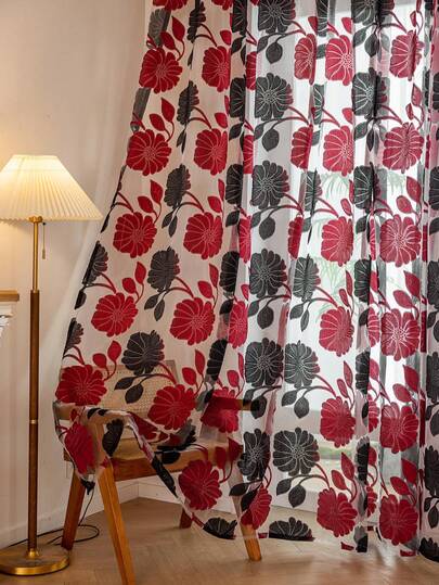 1 Stück dekorativer Vorhang für Schlafzimmer/Wohnzimmer, durchsichtiger Voile-Stoff mit ausgeschnittenem Reben- und Blattmuster, 100% Polyester, geeignet für Wohnzimmer, Schlafzimmer, Balkon und Küche - Kaffeefarben