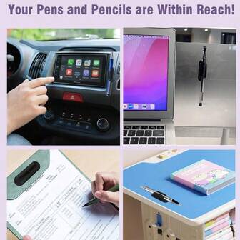 2/6pcs Sticky Pencil Clips For Desk - Silicone Pen Clips - Flexible Pencil Clips For Wall, Clipboard, Office Supplies, Teacher Supplies, Storage Rack, Car Holder, Unisex,