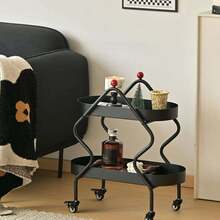 Mesa auxiliar con forma de árbol de Navidad de lujo, estantería de doble capa, mesa auxiliar pequeña y móvil, verde y negro, decoración del hogar, sala de estar, mesa lateral del sofá, mesita de noche, mesa de balcón, mini mesa de té con estantes dobles