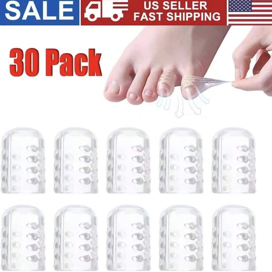 30pcs Transparent Silicone Toe Protectors, Breathable Anti-Friction Toe Sleeves