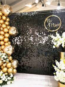 2pcs Square Beaded Curtain, Party Decoration, Birthday Wedding Backdrop Supplies - Red - View 6