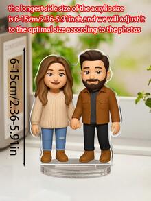 Custom Action Figure Portrait, Personalized Digital Portrait Art, Custom Photo To Cartoon Acrylic Plaque, Wedding Keepsake, Personalized Acrylic Keepsake, Anniversary Gift, Perfect Keepsake For Special, Personalized Photo Stand, Customized Acrylic Photo Ornaments, Ideal Gifts For Weddings, Birthdays Gifts, Multi-Functional, Durable, Ornamental, Reusable