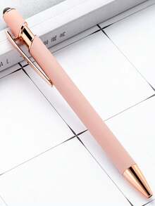 1/5/10/20/36pcs Customized Text/Logo Personalized Luxury Soft Touch Rose Gold Elegant Custom Rubber Stylus Ballpoint Pen, Aluminum Barrel Ballpoint Pen, Perfect Gift For Bridesmaids, Women, Kids, Students, Teachers, Family And Friends