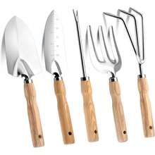 Jardineria Herramientas, Juego de 5 Herramientas para Jardín, Pala, Tenedor, Rastrillo Herramientas para Jardinería, Kit de Herramientas de Jardinería Resistentes de Acero Inoxidable - 1 - Ver 1