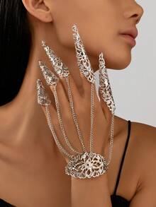 Brățară de deget cu lanț de Halloween în stil gotic, lanț unic cu ciucuri, accesorii de nuntă de Halloween