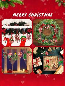 16Pcs Christmas Wooden Lollipop Ornaments, Colorful Mini Candy Cane Hanging Ornaments Polymer Clay Peppermint Pendants For Xmas Tree Party Home Decorations