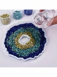 1 طقم/6 ألوان مواد حشو راتنج الإيبوكسي المسحوق من الزجاج والمعدن والحجر الملون لتزيين المناظر الطبيعية الصغيرة DIY (حوالي 45 جرام)