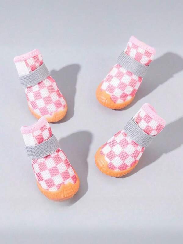 Conjunto de 4 sapatos para animais de estimação ao ar livre, sapatos para gatos, sapatos para cães de pequeno porte, capas de sapatos respiráveis para ursinhos de pelúcia, Lulu da Pomerânia, Bichon Frisé, Schnauzer para evitar sujeira e escorregões, fique nas patas