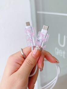 可爱蝴蝶结充电器保护壳适用于英国 20W 快速充电适配器，防摔透明保护套适用于手机、iPad、三角插头充电器 - 彩色 - 查看 5