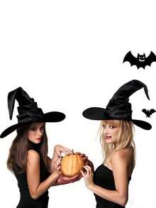 Halloween Witch Hat, Cosplay Party Black Witch Hat, Wizard Hat, Halloween Costume Accessories, Twisted Pleated Wizard Hat For Halloween Crown Party Decoration, Whether You Dress Up As A Witch, Wizard Or Any Other Character, This Witch Hat Is The Perfect Complement To Your Outfit. Its Classic Design And Colors Make It Easy To Match With Any Outfit, Making It A Must-Have Accessory For Any Halloween Celebration