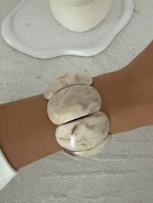 1 قطعة سوار راتنجي أنيق بطراز رجعي مبالغ فيه، مجوهرات سميكة بسيطة، سوار بأسلوب بوهيمي للعطلات، مناسب للاستخدام اليومي للنساء وديكورات الحفلات المختلفة، وديكورات العطلات