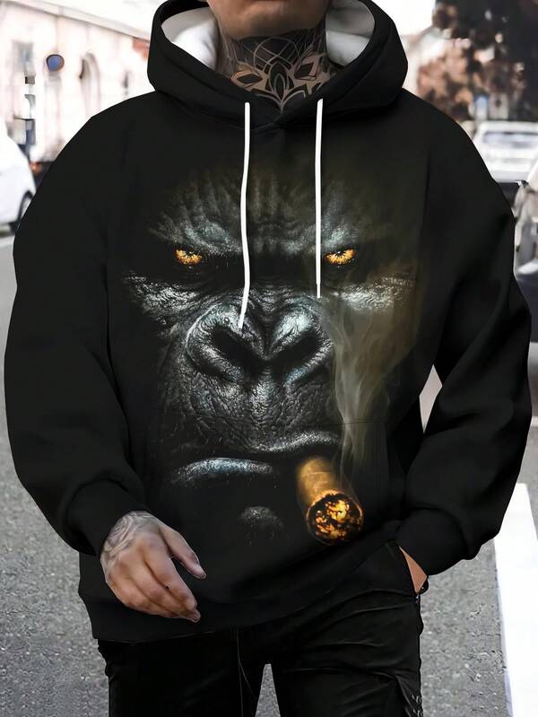 sweat-shirt à capuche à manches longues pour hommes avec motif mode imprimé en 3D, Sweat-shirt-shirt à capuche avec cordon de serrage et poches pour hommes, automne/hiver