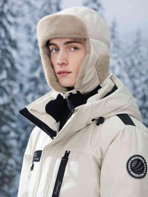 1 Stück unisex Ohrenklappe Trappermütze mit Kette, vielseitige Outdoor Fahrrad- und Ski-Mütze, multifunktionales Winteraccessoire, elegantes Geschenk (Hutknopffarbe zufällig)