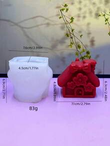 1pc 3D Christmas House Scented Candle Silicone Mold DIY Christmas House Peach Blossom House Scented Stone Plaster Home Decor Silicone Mold