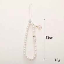 1pc Pearl Phone Chain, Small Flower Pendant, KT Cat Phone Hanging Chain, Phone Hanging Rope, Beaded Phone Charm, Anti-Drop Chain, Girl Accessories