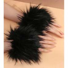 Áo khoác tay ngắn bằng lông nhân tạo dành cho nữ, thời trang để mặc hàng ngày - màu đen - Xem 12