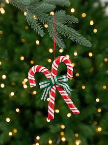 16Pcs Christmas Wooden Lollipop Ornaments, Colorful Mini Candy Cane Hanging Ornaments Polymer Clay Peppermint Pendants For Xmas Tree Party Home Decorations