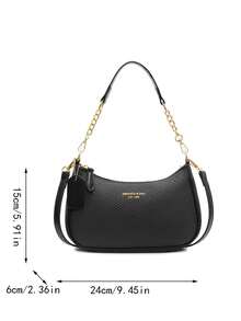 Túi đeo vai nữ thời trang cổ điển, đa năng, chất liệu vải PU chống thấm nước, thiết kế phối màu kiểu Pháp, túi đeo vai sành điệu, túi xách tay, thích hợp cho mua sắm, đi làm, dã ngoại, dự tiệc và các hoạt động khác. - màu đen - Xem 6