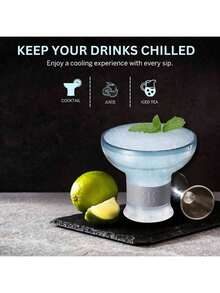 Margarita Cocktail Chiller Glasses Set Of 4 Cooling Cups 12 OZ Unbreakable Tritan Acrylic, Double Wall Insulated To Keep Drink Cool, Freeze Gel Glass Cup, Silicone Holder - View 2