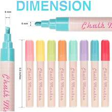 MMSZHL 8 Pcs Marcadores de Gis Borrables En y Húmedo, Marcadores de Gis Líquido, Colores Brillosos, Borrable y de Secado Rápido, para Blackboa, Espejos, Ventanas, Vidrio de Coche (6 mm) - 6 milímetros - Ver 9