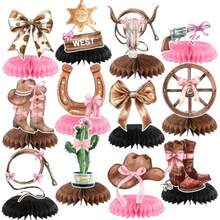 PCS Coquette Bow Cowgirl Honeycomb Centerpieces Western Bow Cowgirl Birthday Party Decorations Boots Or Bows Rodeo Pink Cowgirl Table Centerpieces Decorations For Baby Shower Bachelorette Birthday10