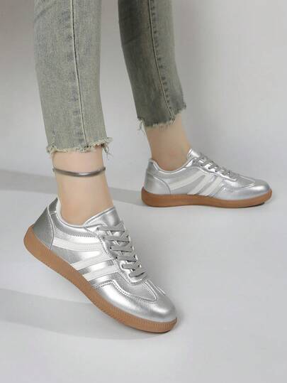 Women's Plus Size Casual Flat Soft Bottom Non-Slip Patchwork Outdoor Sports Shoes, Lightweight For Spring, Summer And Autumn