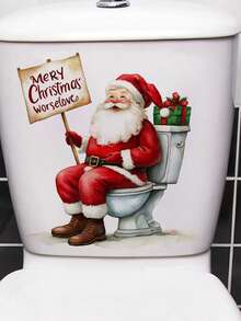 1pc Funny Santa Toilet Sticker Whimsical Santa Claus Toilet Lid Sticker PVC Self-Adhesive Toilet Lid Decal Christmas Festive Bathroom Decoration 9.84*11.81in/11.61*11.61in For Bathroom Toilet Cover Bedroom Living Room Dining Room Study Entrance Wall Decor Create A Christmas Holiday Atmosphere Make Room Decoration More Interesting Home Decor Christmas Decorations Wall Stickers Wall Sticker Stickers Christmas Decorations Home - Multicolor - View 10