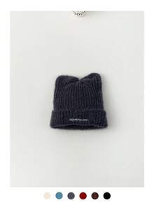 Cute Cat Ear Plush Hat, Thick Warm Ear Protection, Korean Sweet Makeup, Versatile Knit Cap, Autumn/Winter; Sweet Cute Cat Ear Plush Knit Hat, Warm, Versatile, Small Logo Knit Hat; Sweet Cute Cat Ear Plush Knit Hat, Warm, Versatile, Small Logo Knit Cap, Autumn/Winter