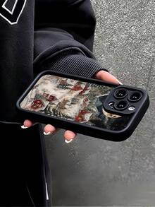 Christmas 1pc Unique Winter Snowy Landscape Pattern Black Perforated Anti-Slip Anti-Fingerprint Full Coverage Soft Phone Case Compatible With Iphone 16 ProMax/16/16 Pro/16 Plus/15/15 ProMax/15 Pro/11/12/13/14 ProMax/11 Pro/11 ProMax/12 Pro/12 ProMax/13 Pro/13 ProMax/14 Pro/14 ProMax/16 ProMax/16/16 Pro/16 Plus, Minimalist Creative Design