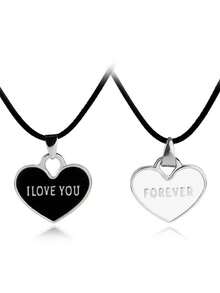 2pcs/Set Best Friends Heart Shaped Broken Heart Jigsaw Puzzle Pendant Necklaces, Bff Gift Valentines,Mom,Mother,Mother's Day,Gift