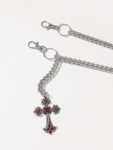 1pc Men's Double Layer Silver Pant Chain, Thick Circle Chain Accessory Suitable For Suit Pants, Everyday Wear Autumn-Winter Accessories Halloween Costume,Suitable For Teens, Youth,Men,Casual, Outdoor, Athletic, Vacation, Graduation Gifts, Birthday, Daily Wear